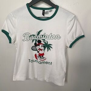 H&M Divided Mickey Mouse Badminton Tee